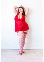 Kixies Claudia hold-up stockings large net pattern red S