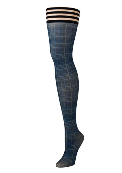 Kixies Debbie hold-up stockings plaid blue S