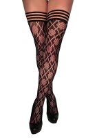 Kixies Elle halterlose Strümpfe Rauten Muster...