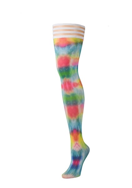 Kixies Gilly hold-up stockings with batik pattern multicolored S