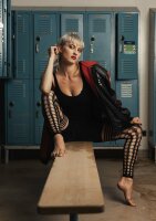 Kixies Jo thigh high leg warmers patterned black S