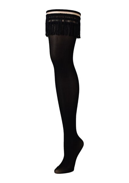 Kixies Keila hold-up stockings opaque with fringes black S