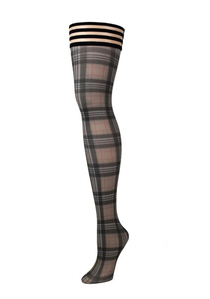 Kixies Lori hold-up stockings plaid gray S