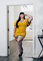 Kixies Michelle halterlose Strümpfe großes Netz Muster schwarz S - XL