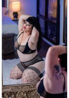 Kixies Michelle halterlose Strümpfe großes Netz Muster schwarz S - XL