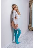 Kixies Par 4 hold-up stockings check/ diamond pattern blue S