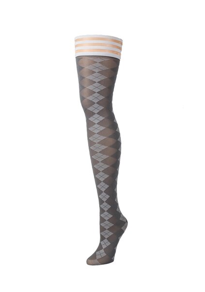 Kixies Par 4 hold-up stockings check/ diamond pattern gray S