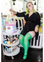 Kixies Par 4 hold-up stockings plaid/ diamond pattern green S