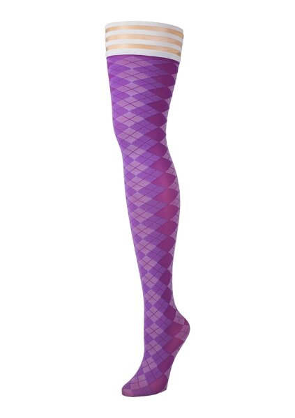 Kixies Par 4 hold-up stockings check/ diamond pattern purple S