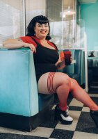 Kixies Sandra halterlose Netz-Strümpfe rot S - XL