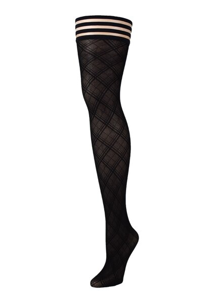 Kixies Tiffany hold-up stockings check pattern transparent black S