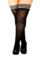 Kixies Tiffany hold-up stockings check pattern transparent black S