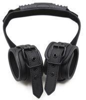 Kinky Puppy  Black handcuffs with a handle