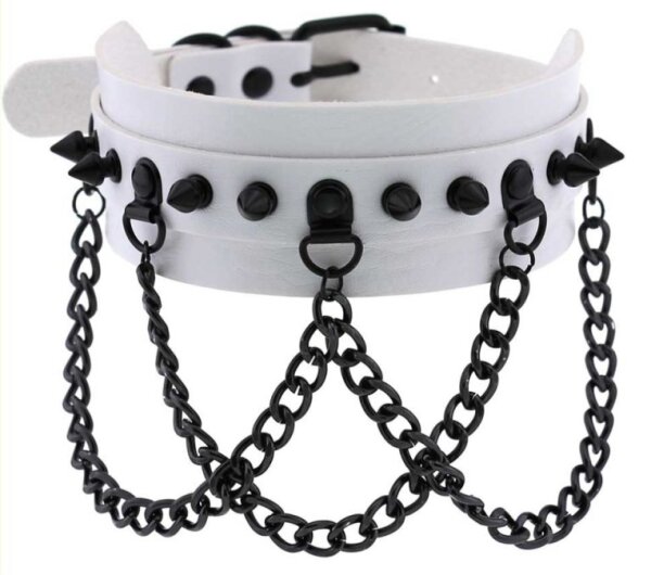 Joy Jewels Piky White-Black Spike Collar