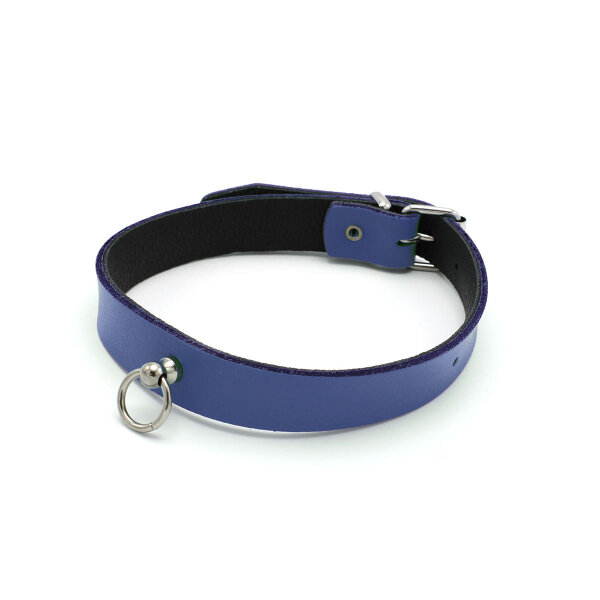 Kiotos Leather Collar Mini O-Ring Blue