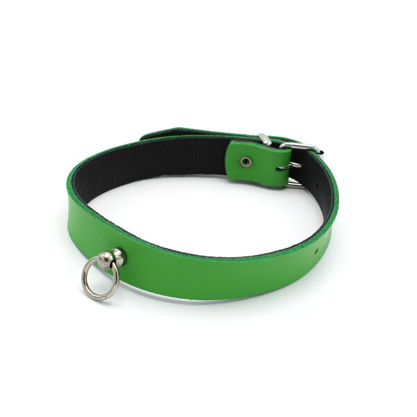 Kiotos Leather Collar Mini O-Ring Green