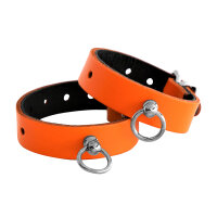 Kiotos Leather Handcuffs Mini O-Ring Orange