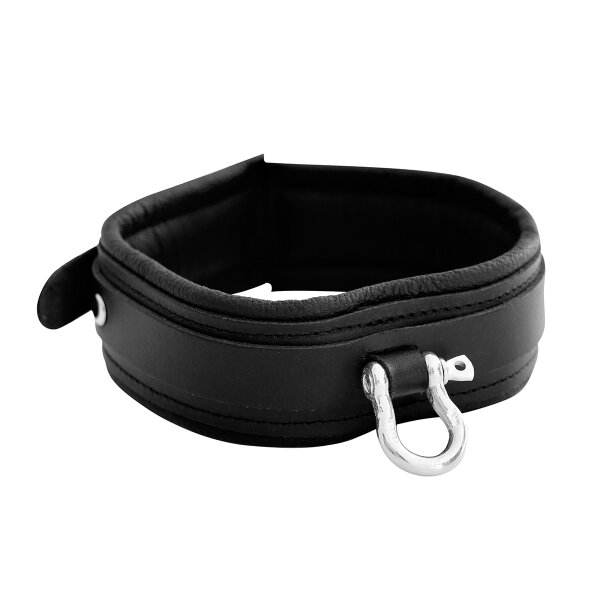 Kiotos Leather Collar with Metal Shackle