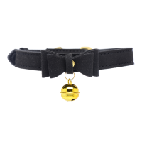 XR Brands Golden Kitty Cat Bell Collar Black/Gold