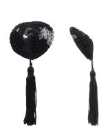 Amorable by Rimba Nipple Covers with Fringes Black