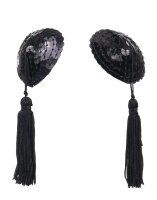 Amorable by Rimba Nipple Covers with Fringes Black