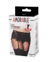 Amorable Garter Belt with G-String and Stockings Black One Size