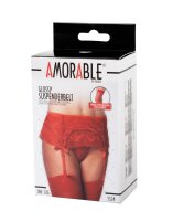 Amorable Garter Belt with G-String and Stockings Red One Size