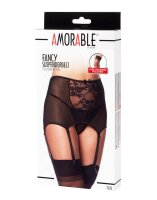 Amorable Garter Belt with G-String and Stockings Black L-XL