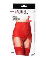 Amorable Strapshalter mit G-String und Strümpfen Rot L-XL