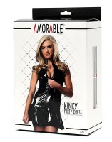 Amorable Partykleid im Latex Look Schwarz S