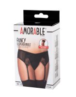 Amorable Garter Belt with Thong and Stockings Black One Size