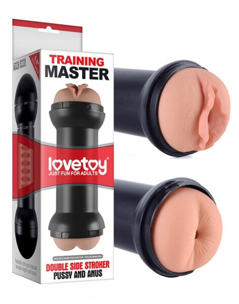 LoveToy Training Master Double Side Stroker Pussy + Anus - Nude