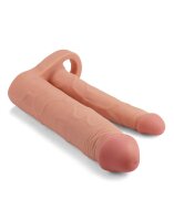 LoveToy Pleasure X Tender Double Penis Sleeve + 2" / 5 cm Nude
