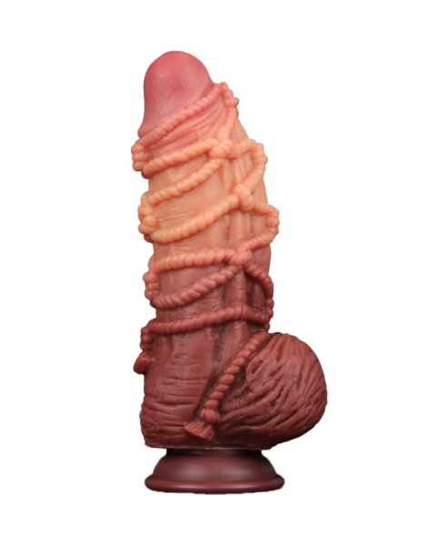 LoveToy - Extreme Dildo with Rope Pattern 24 cm - Brown & Nude