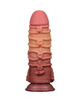 LoveToy - Extreme Dildo with Rope Pattern 24 cm - Brown & Nude