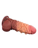 LoveToy - Extreme Dildo with Rope Pattern 24 cm - Brown & Nude