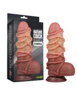 LoveToy - Extreme Dildo with Rope Pattern 24 cm - Brown & Nude