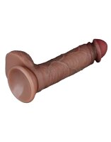 LoveToy - Dual Layered Silicone Dildo 19.5 cm (Ø 3.7 cm) - Brown