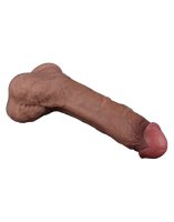 LoveToy - Dual Layered Silicone Dildo 21.5 cm (Ø 4.2 cm) - Brown