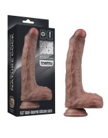LoveToy - Dual Layered Silicone Dildo 22 cm (Ø 4.2 cm) - Brown