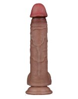 LoveToy - Dual Layered Silicone Dildo 23.5 cm (Ø 4.3 cm) - Brown