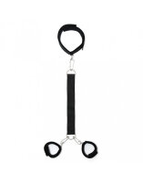 Rimba Soft Bondage Halsband mit abnehmbarem Trageriemen und Handfesseln Schwarz