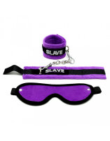 Rimba Soft Bondage Set SLAVE Purple/Black 3 Pieces