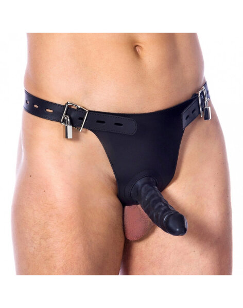 Rimba Verstellbarer Keuschheitsslip mit Silikonsleeve 16 cm Schwarz