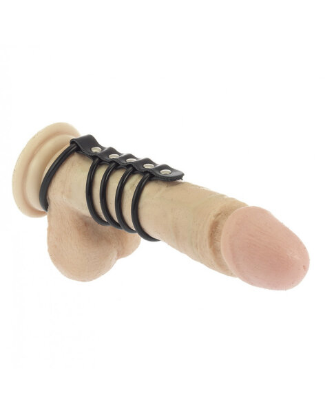 Rimba 4 Penisringe und Hodenring aus Gummi Schwarz Ø 4–5 cm