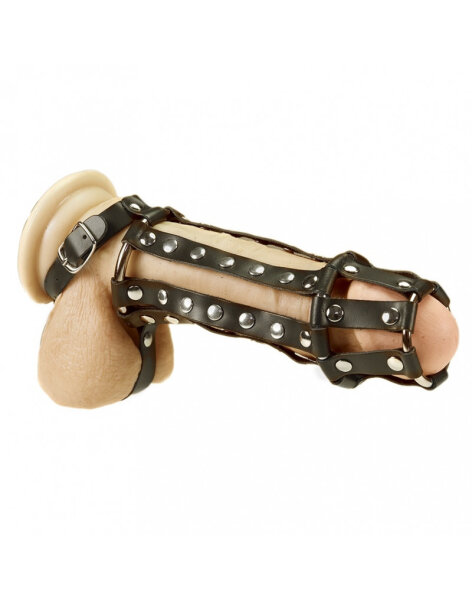 Rimba penis harness with nails and ball strap black M–L 15 cm