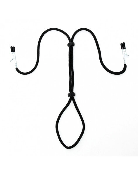 Rimba Nipple Clamps with Cord for Penis or Balls Black