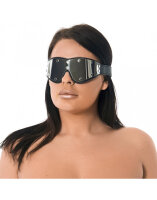 Rimba Leather and Metal Eye Mask Silver Black