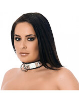 Rimba Leder Halsband mit Vorhängeschloss Silber Schwarz