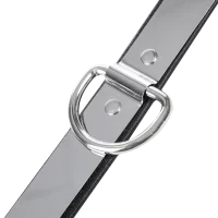 Rimba Leder Halsband mit Vorhängeschloss Silber Schwarz